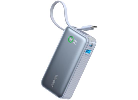 Anker Nano Power Bank, 10,000mAh Portable Charger with Built-In USB-C Cable, 30W Max Output, for iPhone 16/15 Series, MacBook, AirPods, and More - Ice Lake Blue